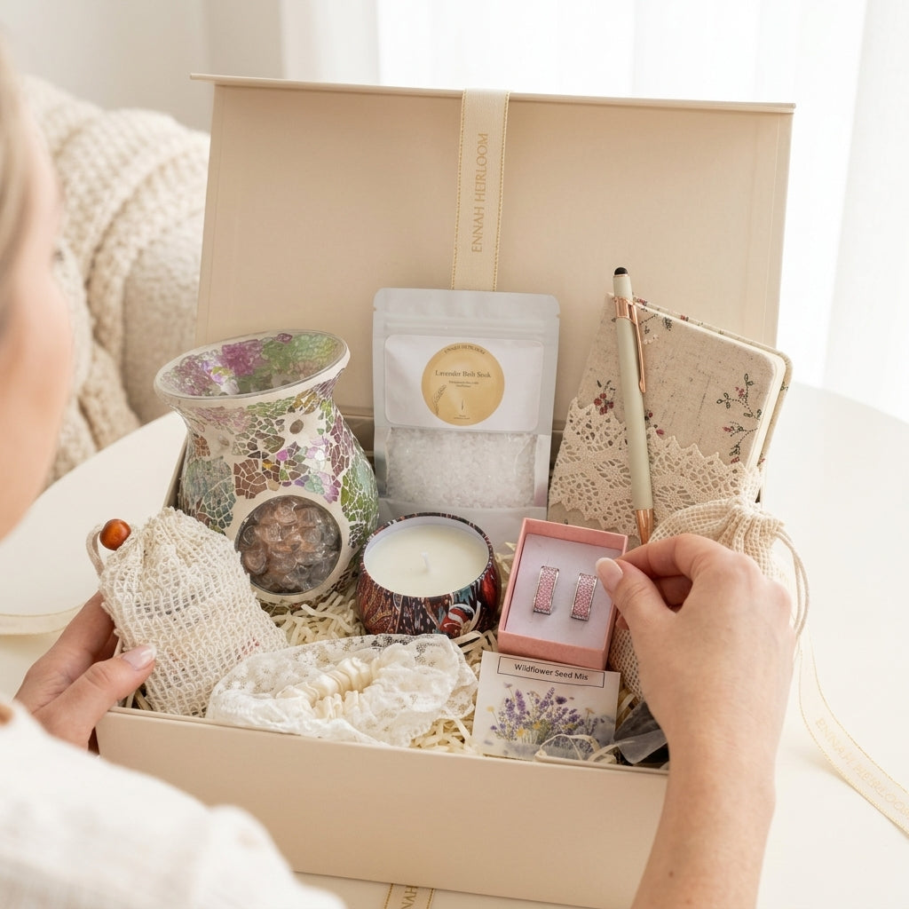 Bloom & Glow Luxury Birthday Gift Box for Her – Earrings & Self-Care Treats