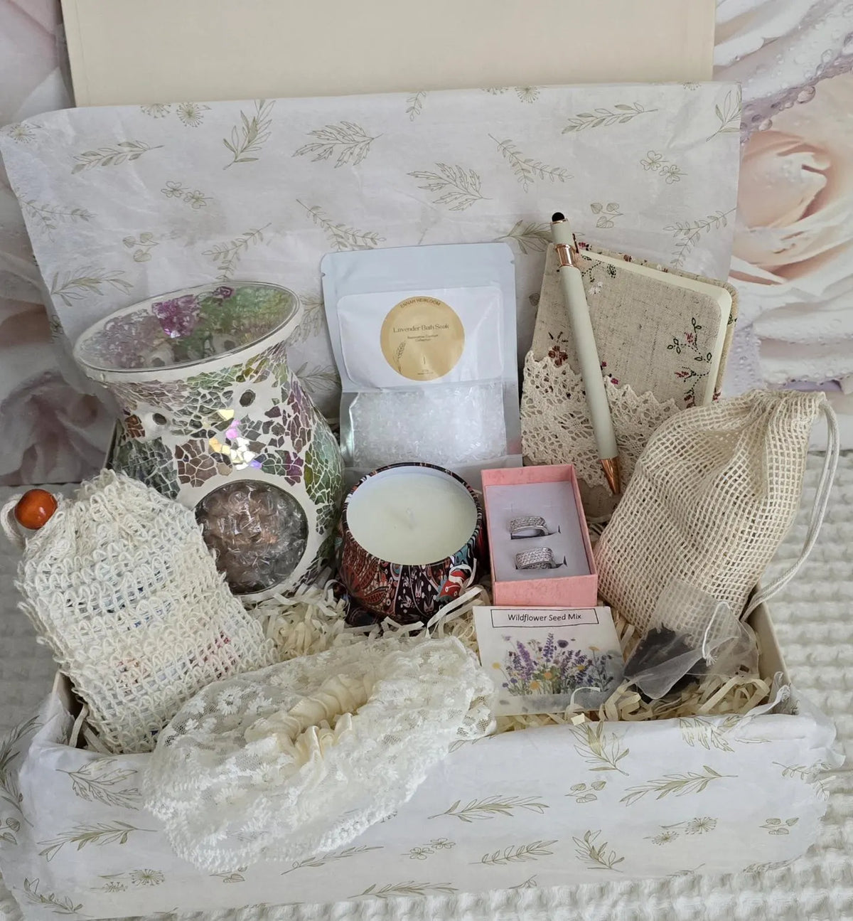 Bloom & Glow Luxury Birthday Gift Box for Her – Earrings & Self-Care Treats