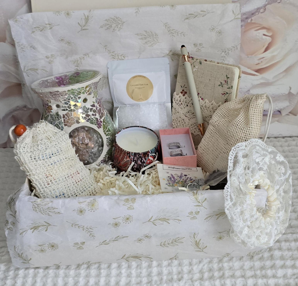 Bloom & Glow Luxury Birthday Gift Box for Her – Earrings & Self-Care Treats
